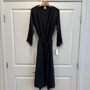 Flora silky long black robe NWT sz S/M